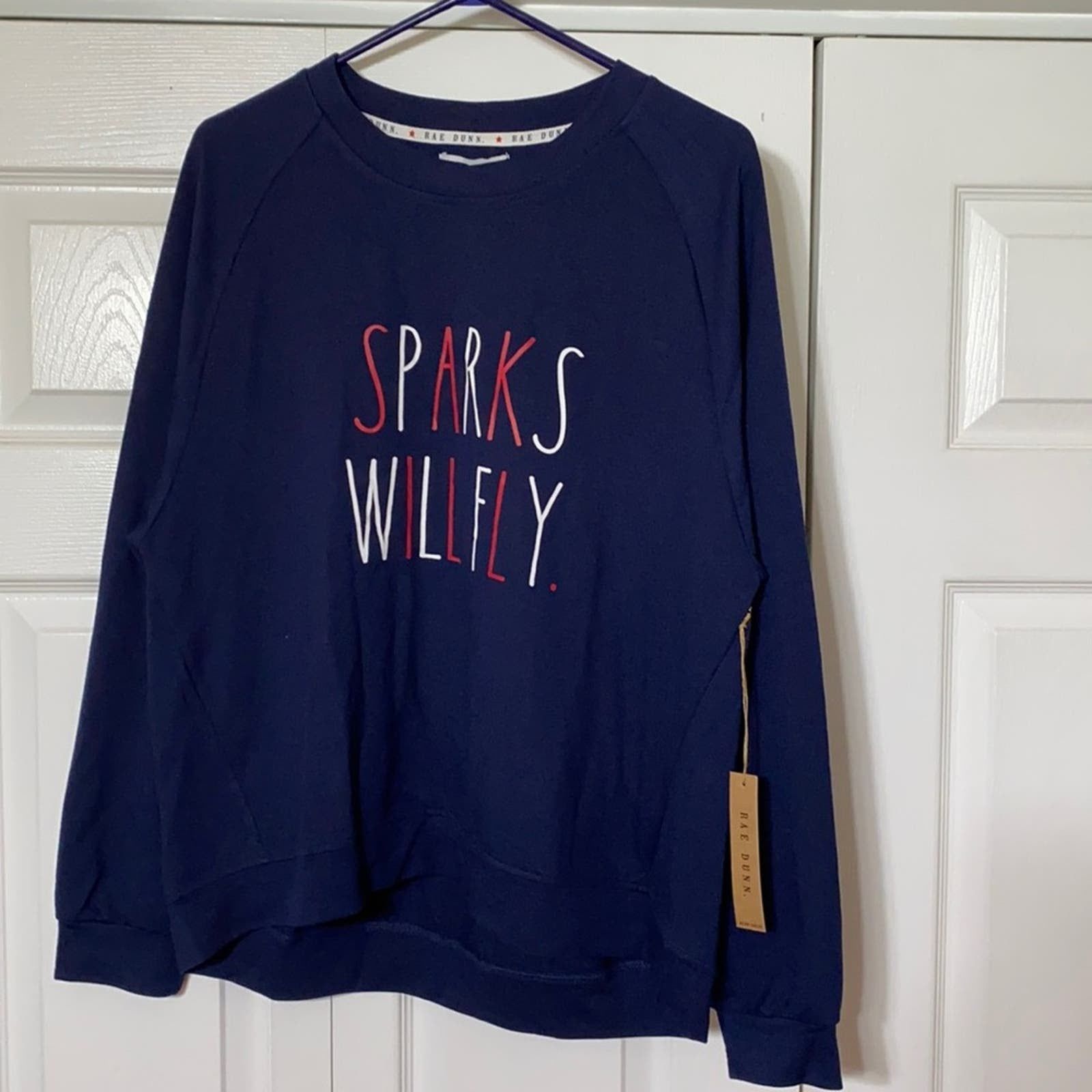 Rae Dunn SPARKS WILL FLY. Sweatshirt LG.
