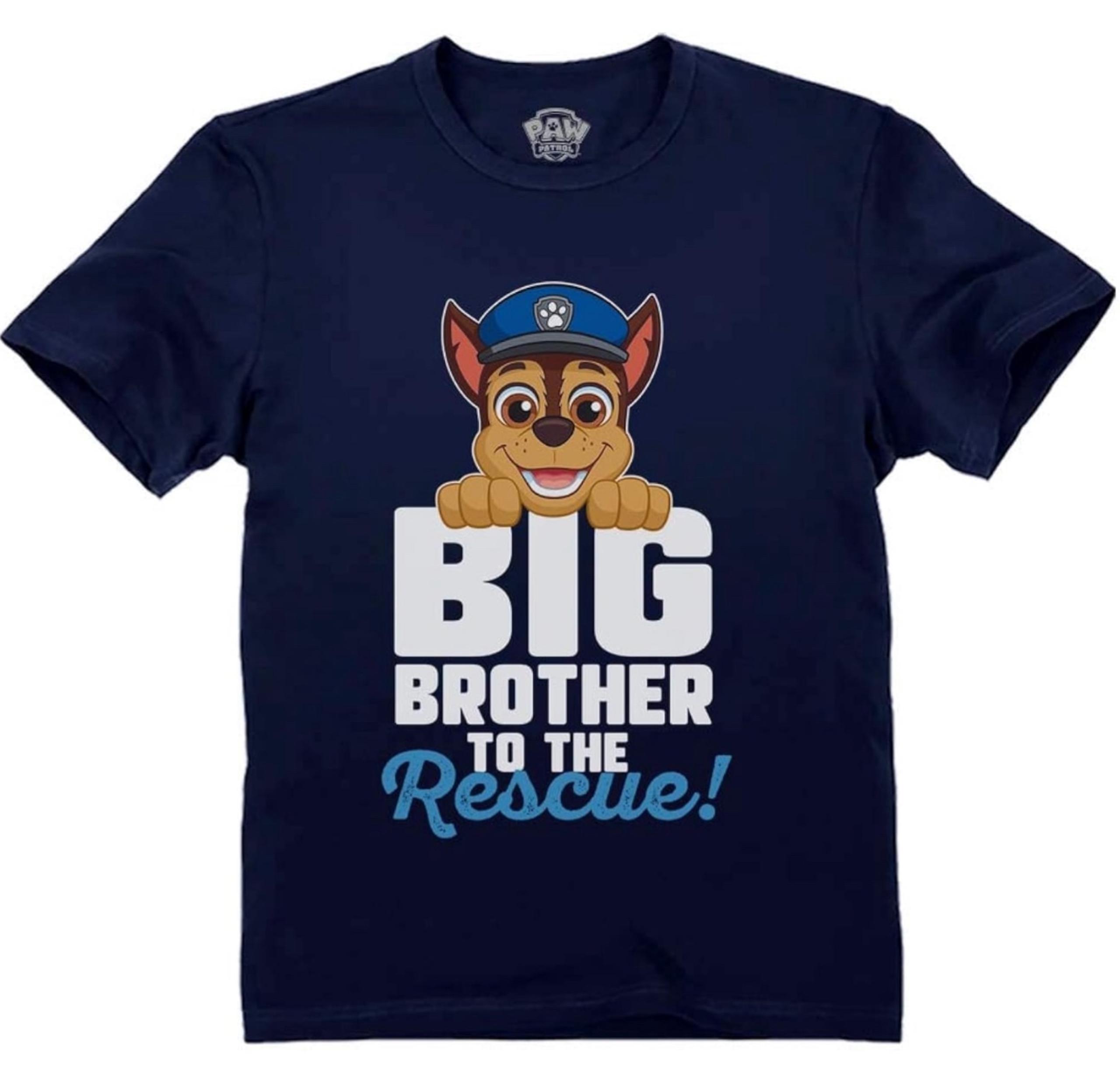 5/6 Paw Patrol Big Brother To The Rescue Chase Boy Kid Short Sleeve T-shirt