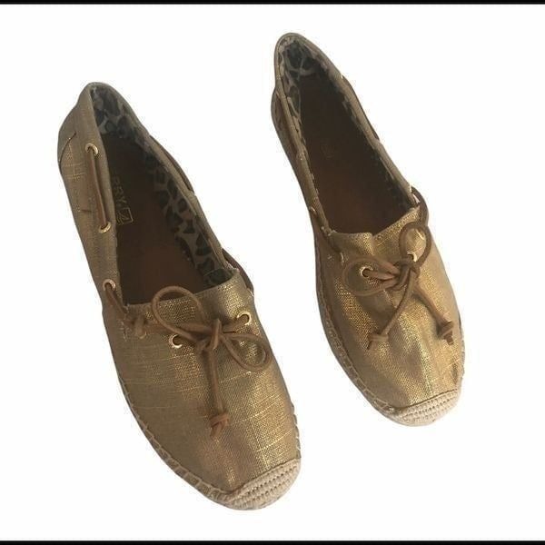 NWOT Women’s Gold Sperry Top Sider Espadrilles Size 10M
