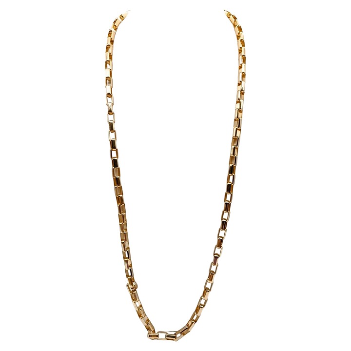 Coldwater Creek Chunky Rectangular Link Chain Necklace, Bold Chic Gold Tone