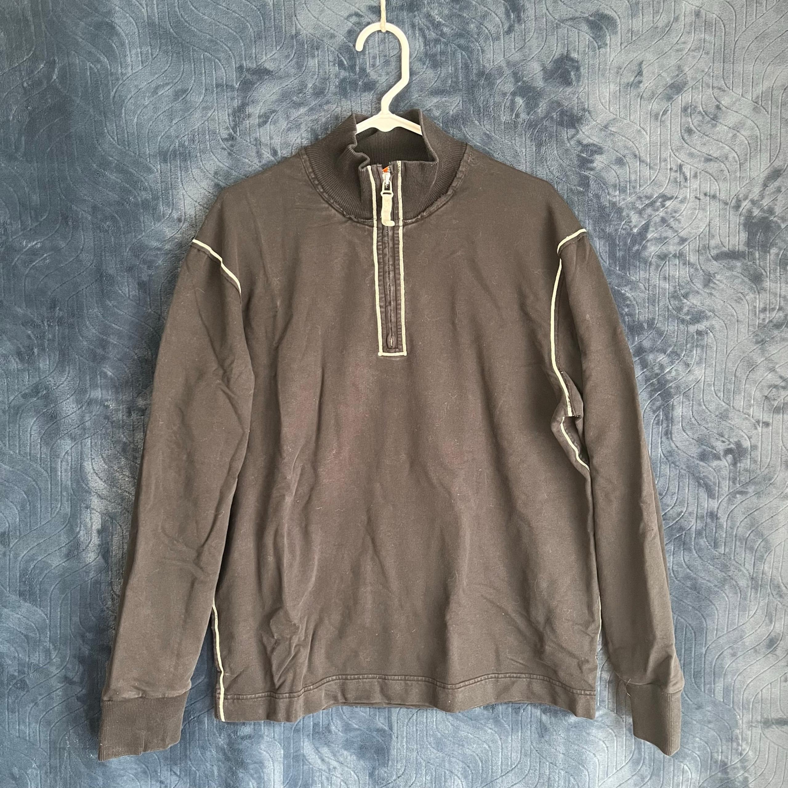 HUGO BOSS Black 1/4 Zip Pullover Sweater Orange Label Mock Neck Mens Size Large