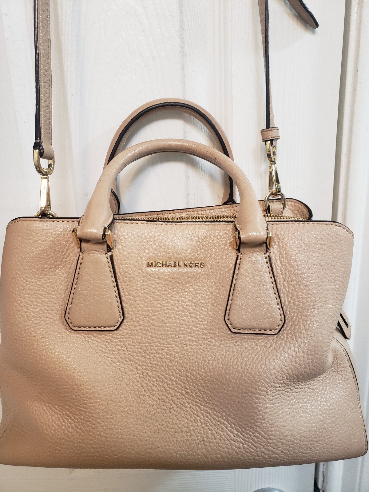 CUTE LIGHT PINK/BEIGE MK HAND/SHOULDER/CROSSBODY BAG