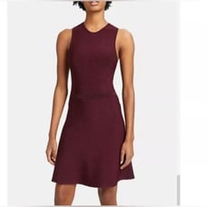 Theory NWT Bordeaux Marl Flare Knit Sleeveless Fit and Flare Dress Size XS