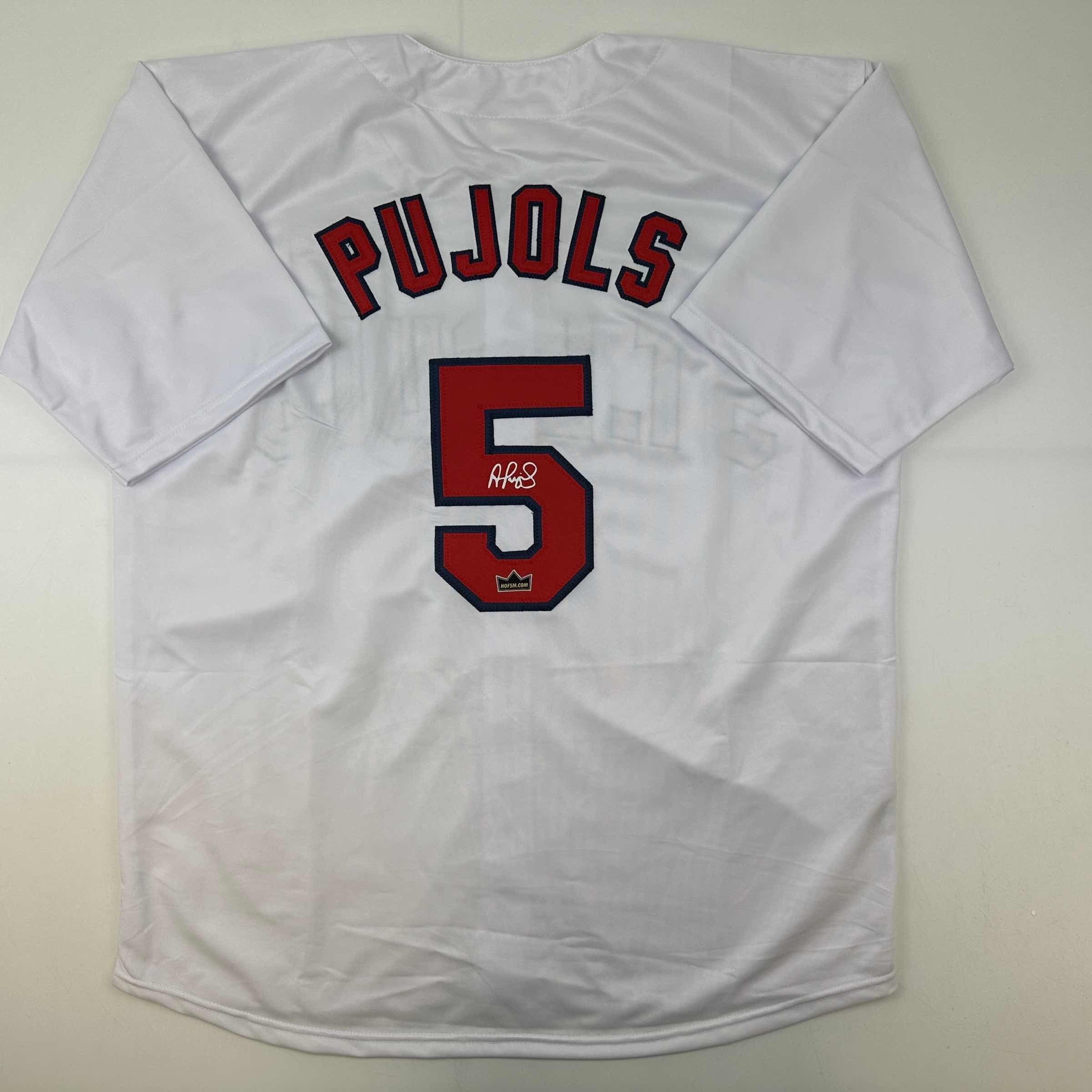 Facsimile Autographed Albert Pujols St. Louis White Auto Jersey Size Men's XL