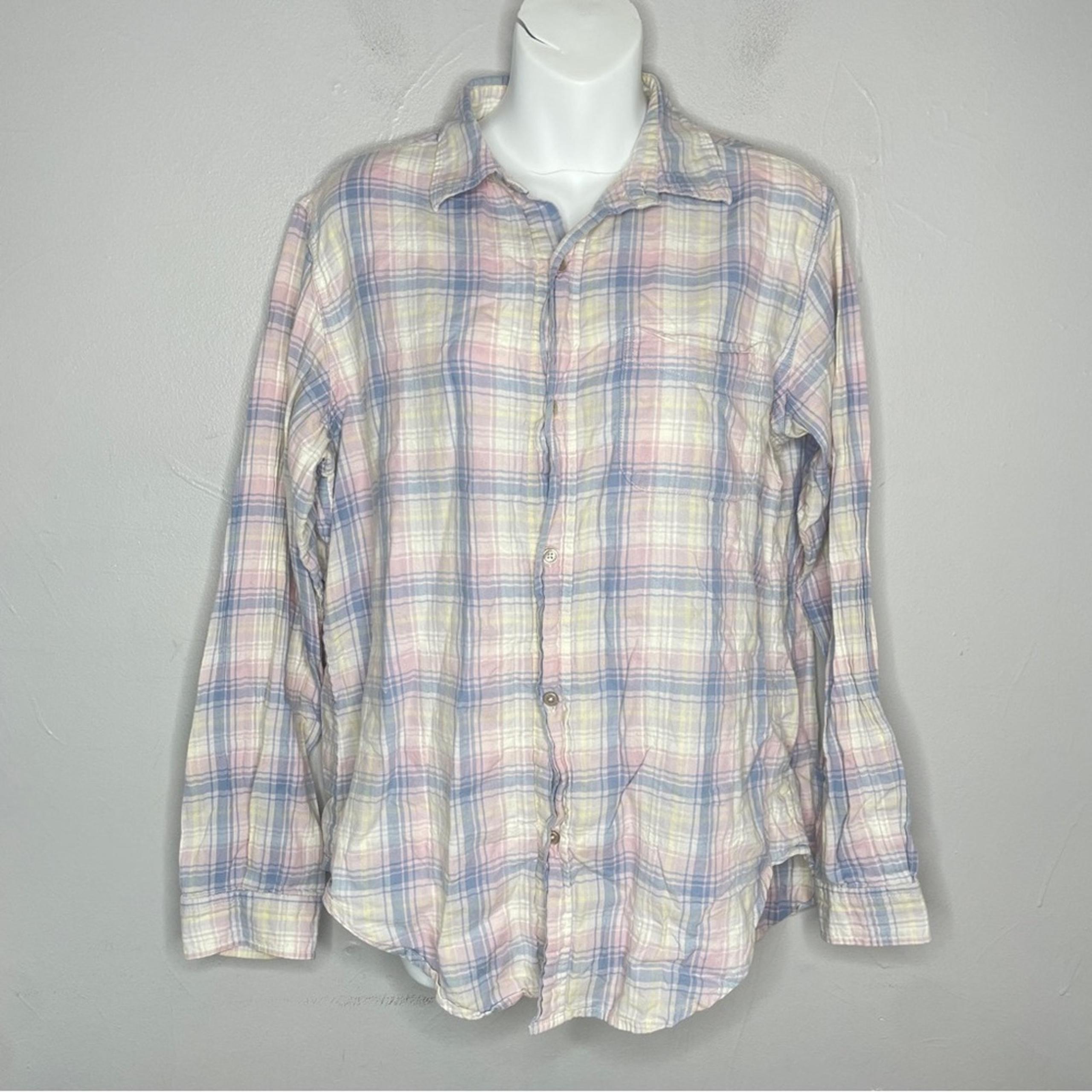 CURRENT/ELLIOTT Button Down Shirt Womens Size Medium Prep School Plaid Grunge