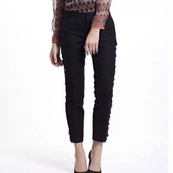 Anthropologie Elevenses 4 Black Tuxedo Ankle length Pant Size 2