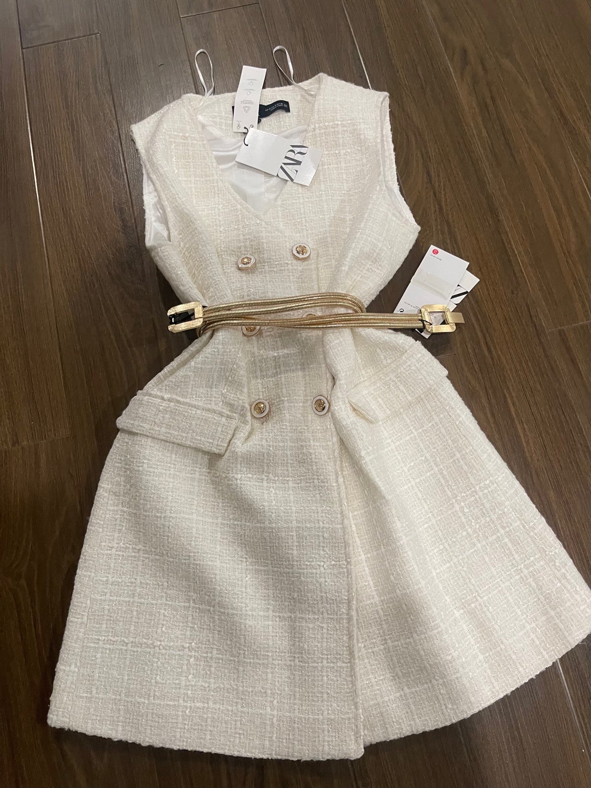 Zara texture weave sleeveless blazer dress