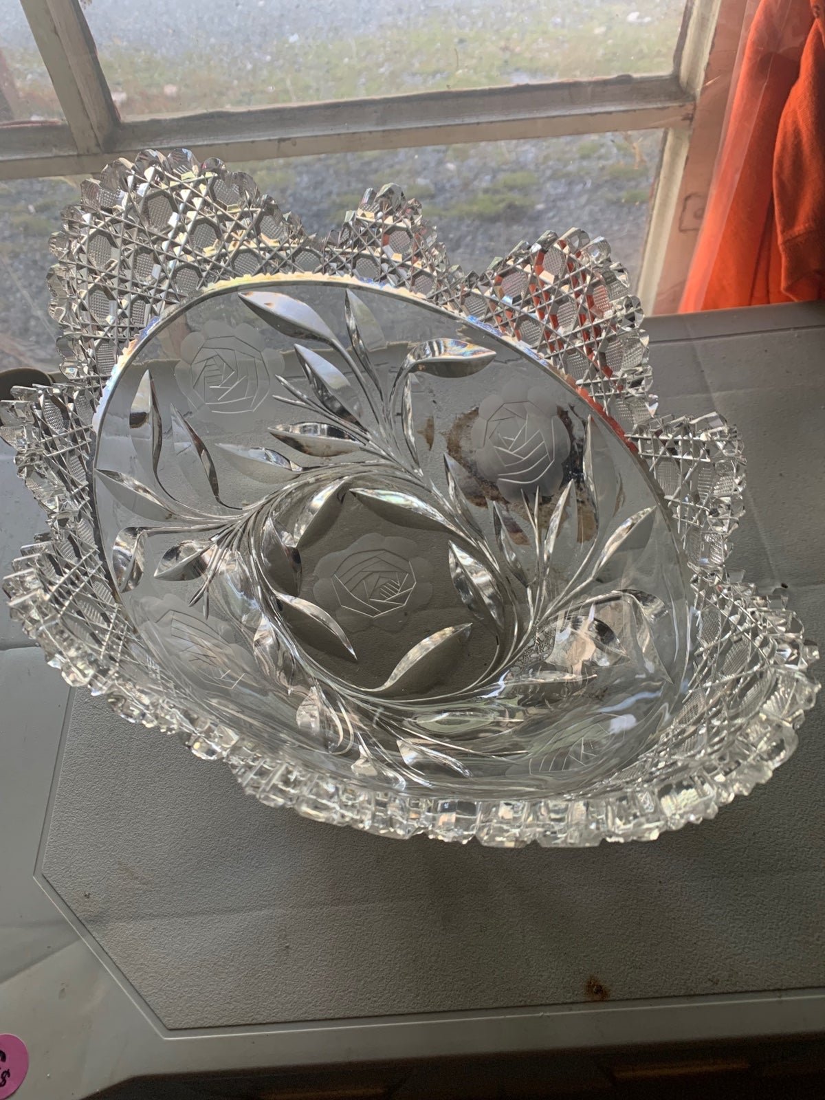 Beautiful ABP Napoleon’s Hat Cut Glass Bowl