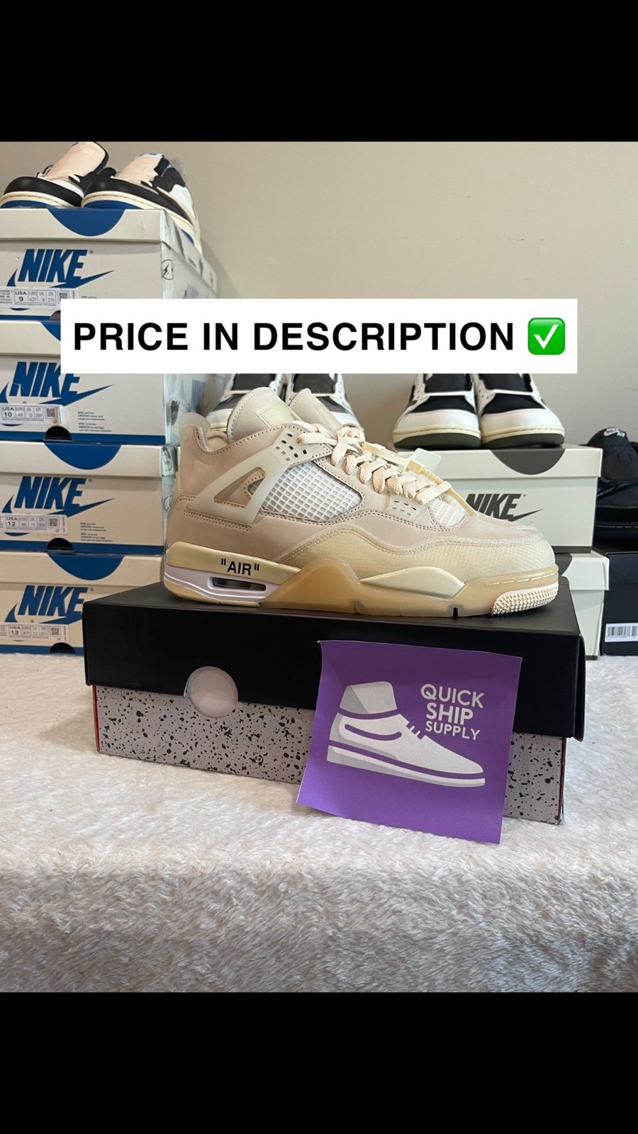 JORDAN 4 OFF-WHITE SAIL SIZE 11 (12.5W)
