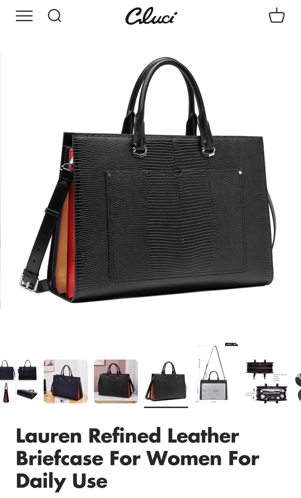 CLUCI Leather Briefcase for Women Laptop 15.6 Inch Slim Business Ladies Women