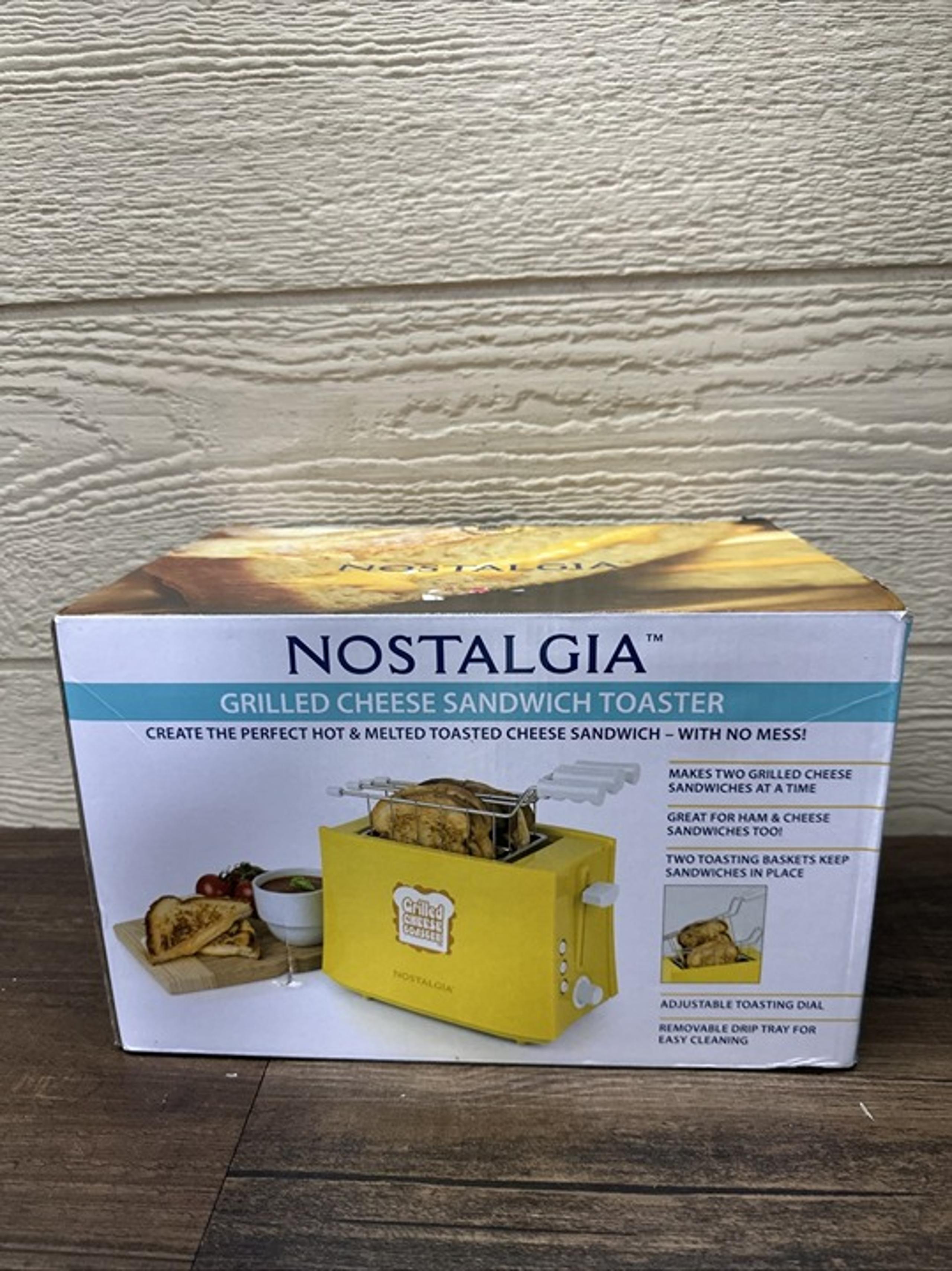 Nostalgia TCS2 Yellow Grilled Cheese Sandwich Toaster Maker Easy Clean Baskets