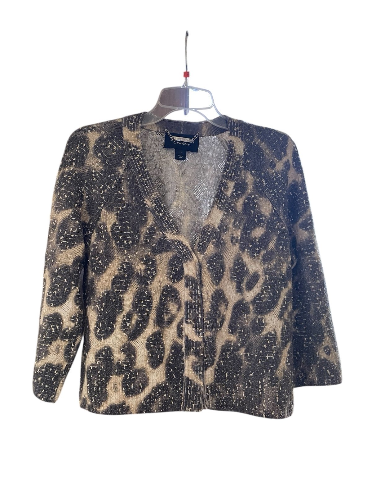 St. John leopard print cardigan sweater NWOT Size small