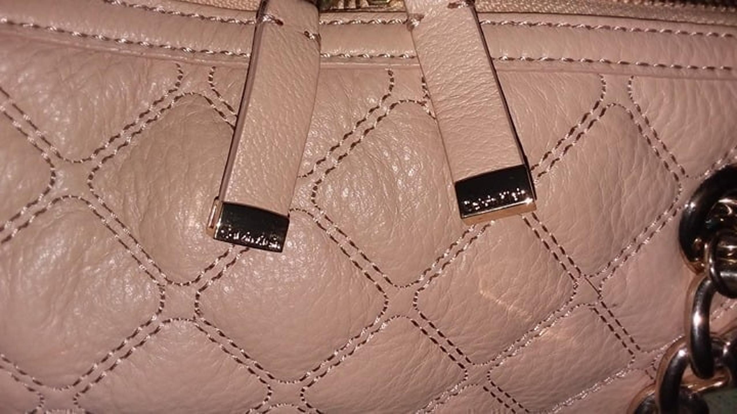 Sand Beige Quilted Satchel Handbag - Calvin Klein