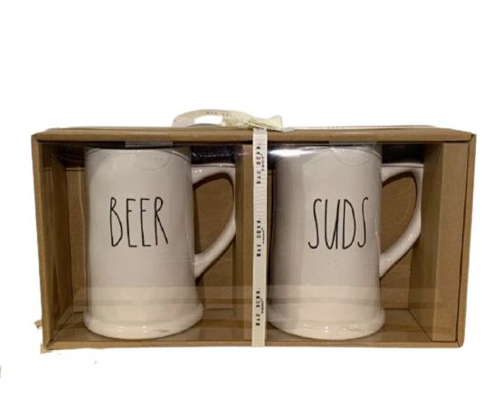 Rae Dunn BEER & SUDS Beer Stein Set
