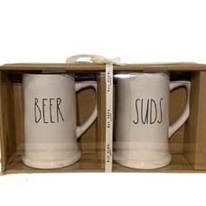 Rae Dunn BEER & SUDS Beer Stein Set