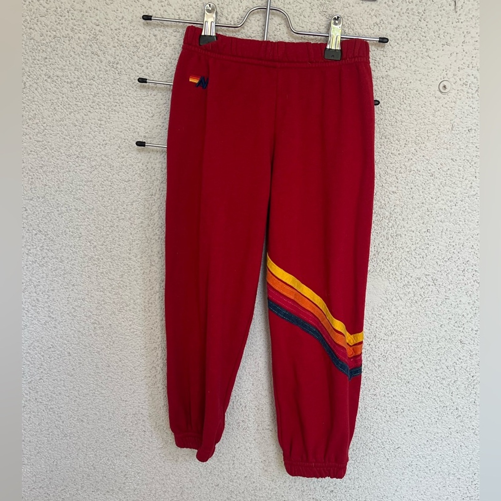 EUC Aviator Nation kids unisex red classic sweatpants w/ side stripes size 4