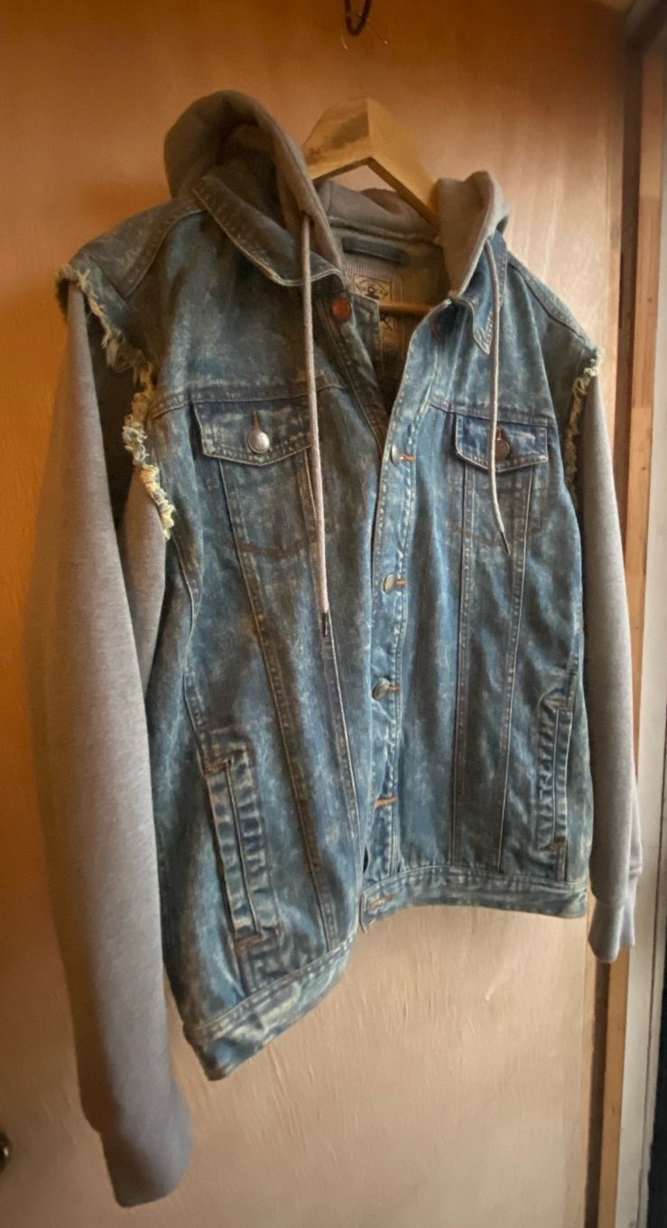 Men’s Denim Hooded Jacket - Large