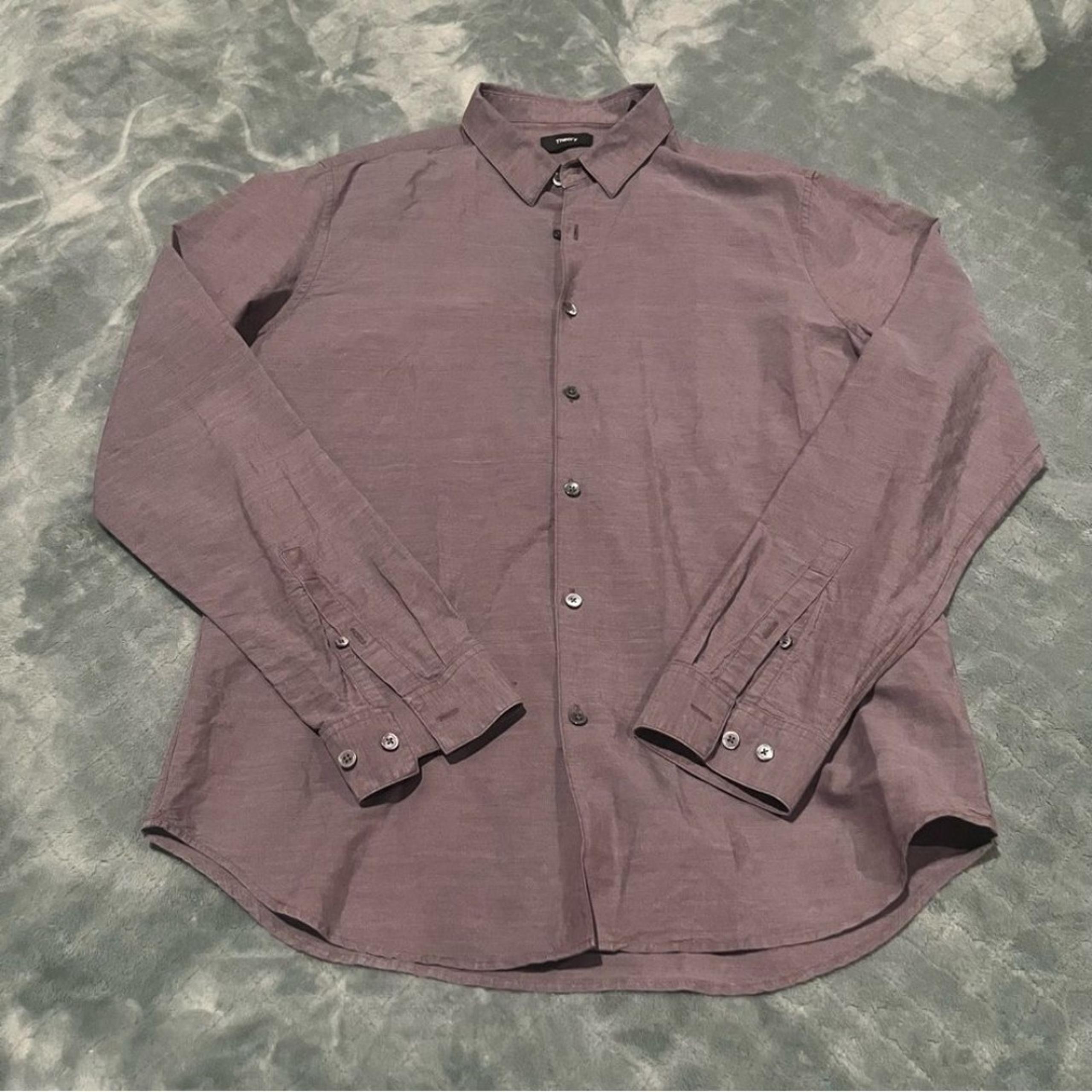 Theory Men's Purple linen cotton blend dress Shirt L