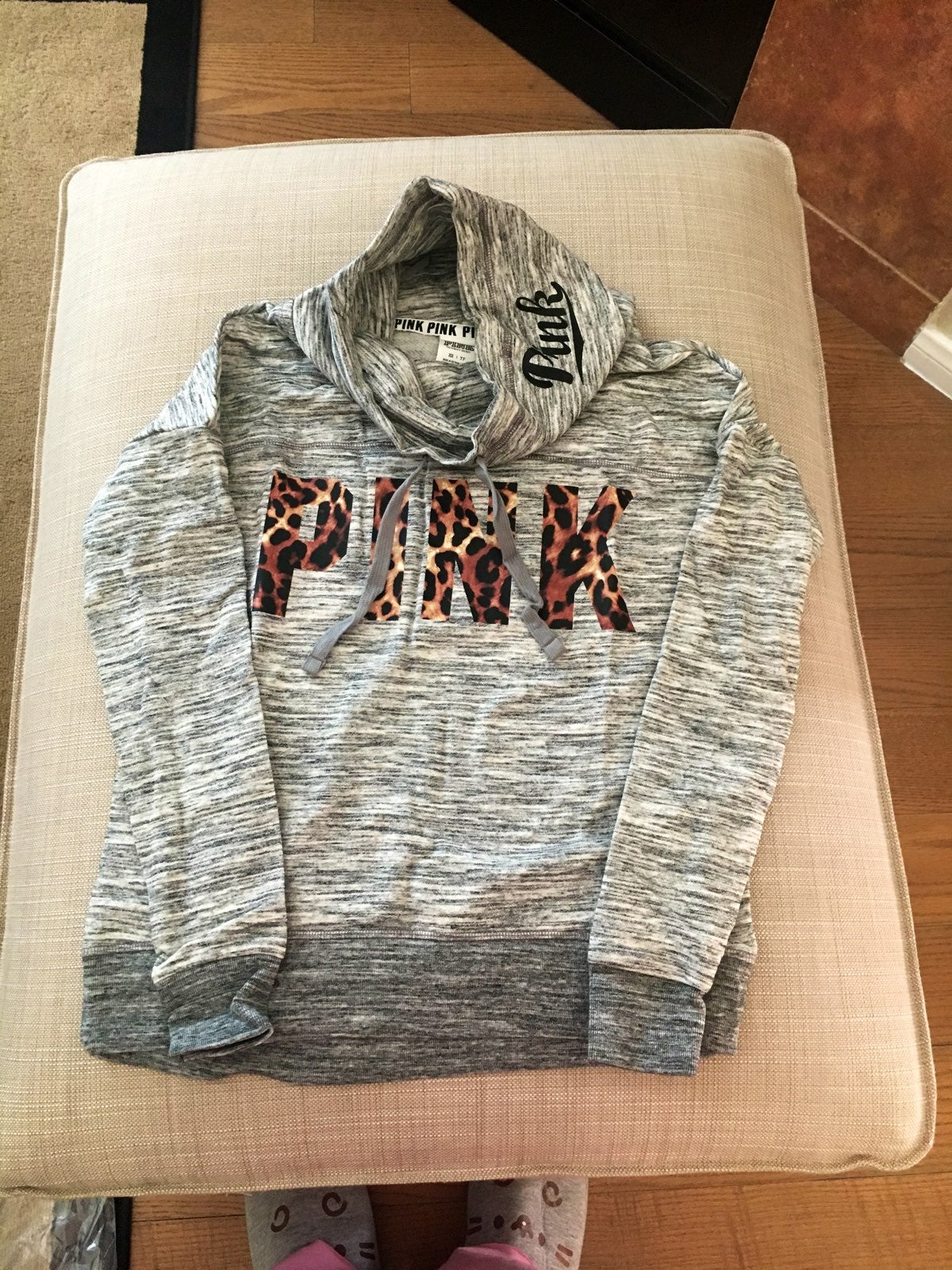 VS PINK Cheetah Grey Cowl Neck