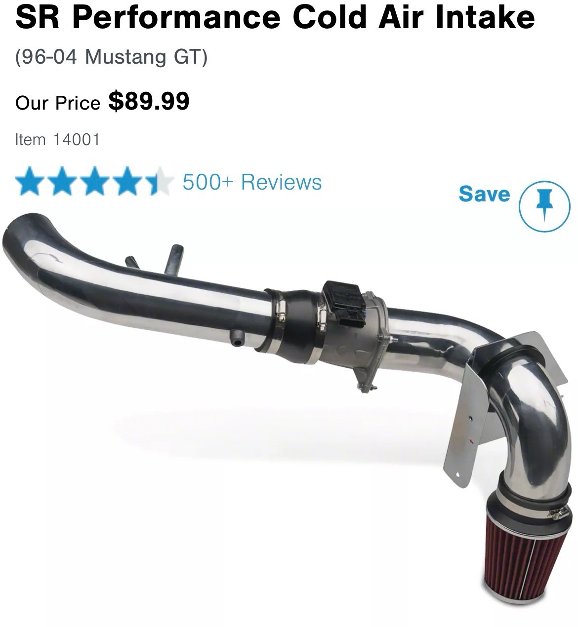 SR Performance Cold Air Intake (96-04 Mustang GT)