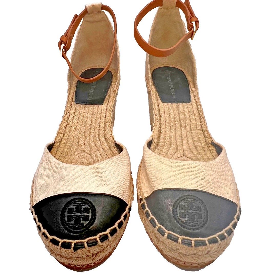 Tory Burch Sandal Women 8M Wedge Espadrilles Ankle Strap Color Block Cruise +