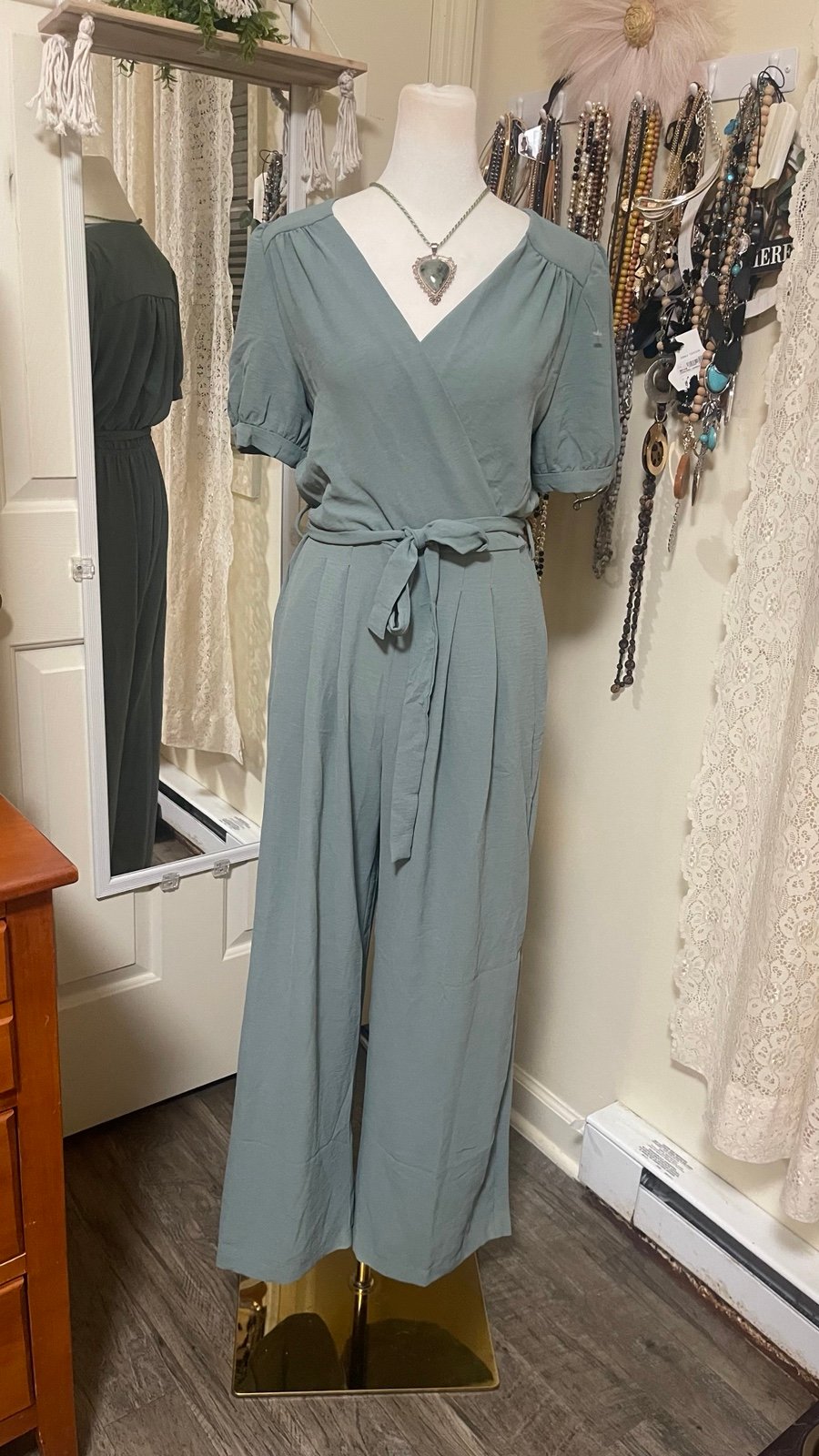 Muted green jumpsuit