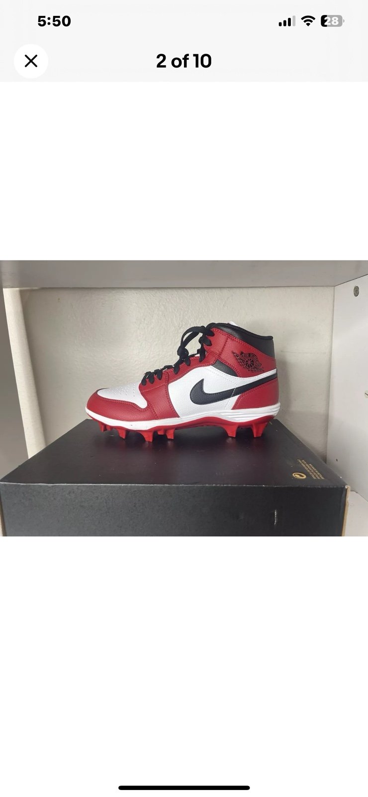 Jordan 1 Mid TD Chicago Size 9.5 football cleats IN HAND FJ6805-106