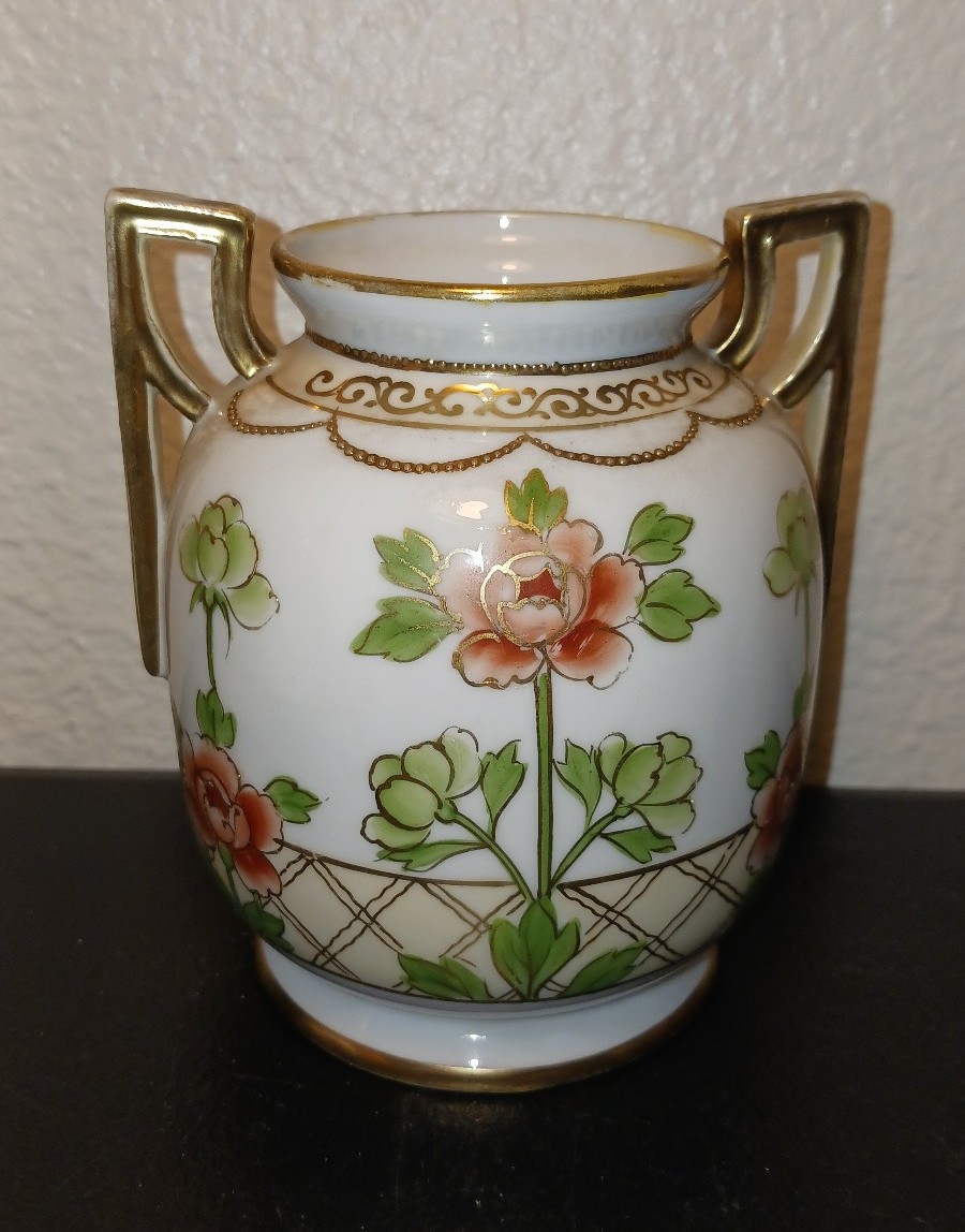 Antique Nippon Vase Double Handles 1891-1921 Art Nouveau 5 Japan