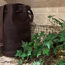 Rare Vintage Rawhide Cylinder Shaped Coach Leather Drawstring Hobo Crossbody Bag
