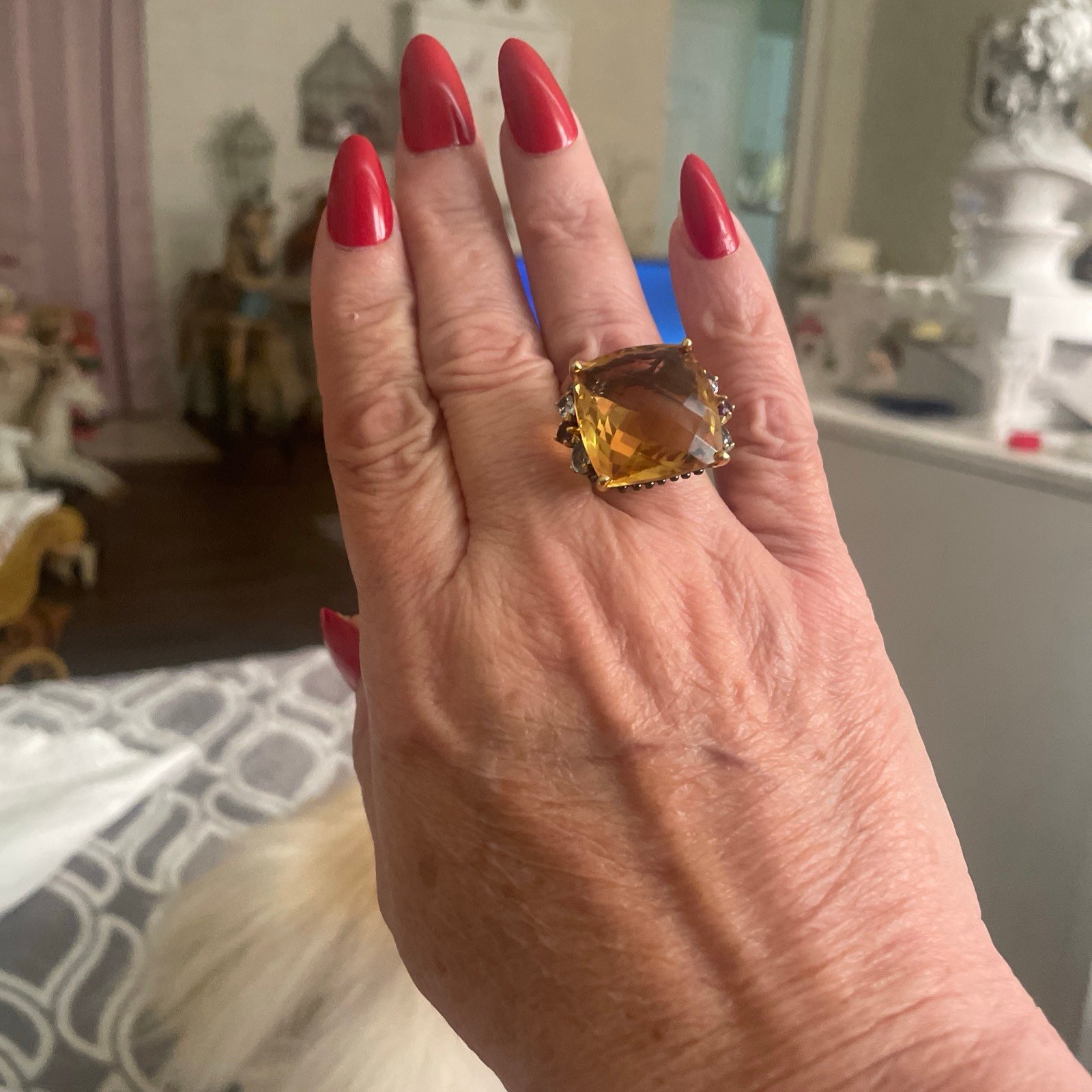 Citrine gemstone sterling silver ring