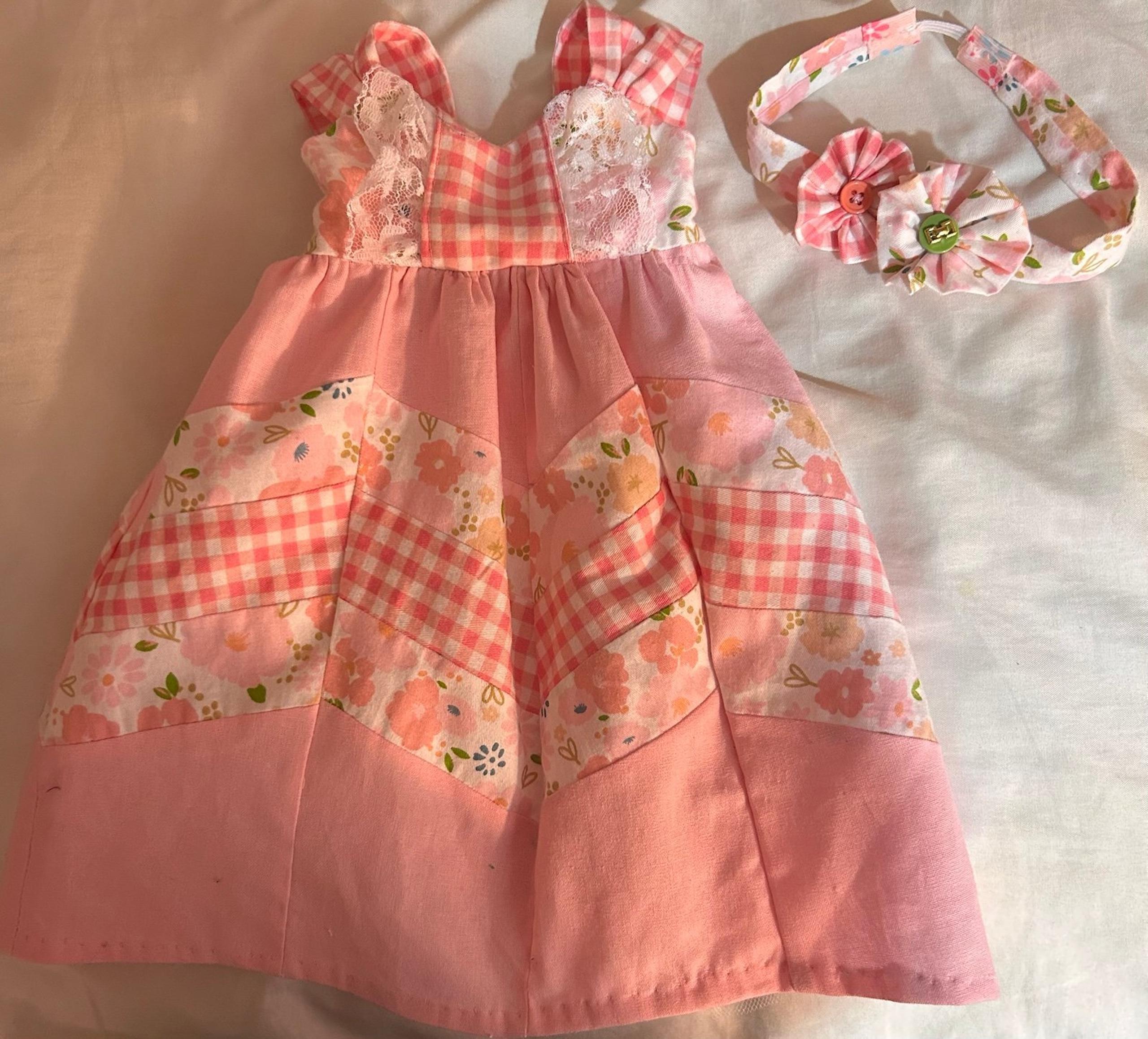 18” Doll Clothes- Tickle Me Pink Dress and Headband American Girl Fashion Doll