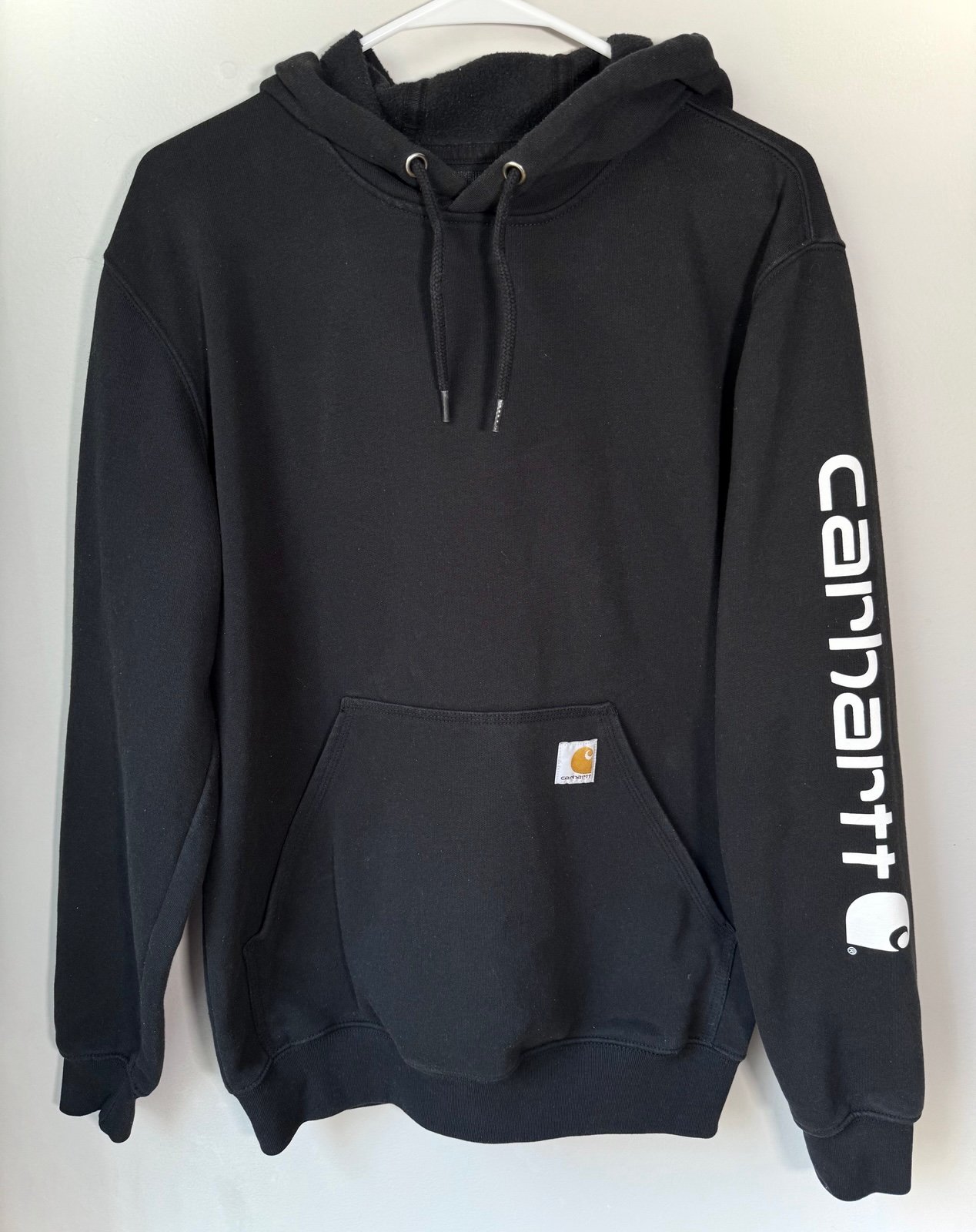 Carhartt Sweatshirt Hoodie Pullover Men’s Small S Loose Fit Graphic Logo Black