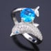 Elegant Silver Dolphin Ring with Blue Gemstone size 7