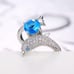 Elegant Silver Dolphin Ring with Blue Gemstone size 7