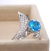 Elegant Silver Dolphin Ring with Blue Gemstone size 7