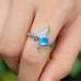 Elegant Silver Dolphin Ring with Blue Gemstone size 7