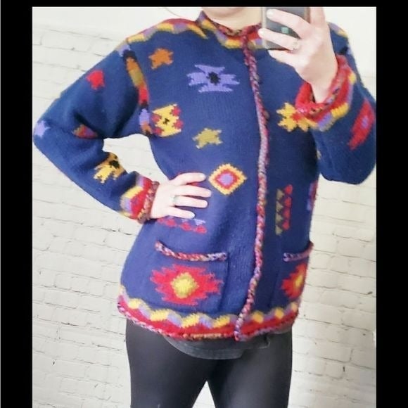 Vintage Icelandic Design Southwestern Cozy Wool Sweater