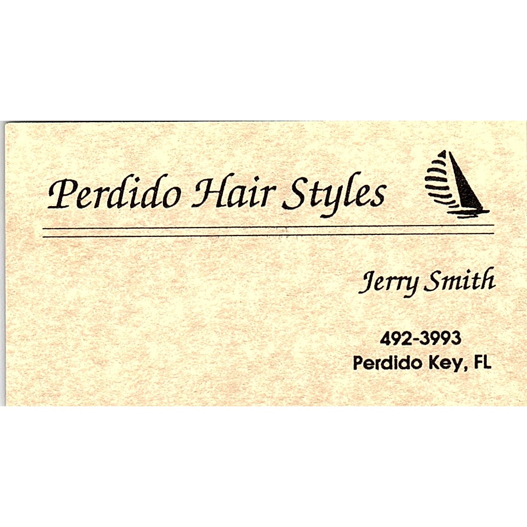 Jerry Smith Perdido Hair Styles Perdido Key FL Vintage Business Card SD9-B9