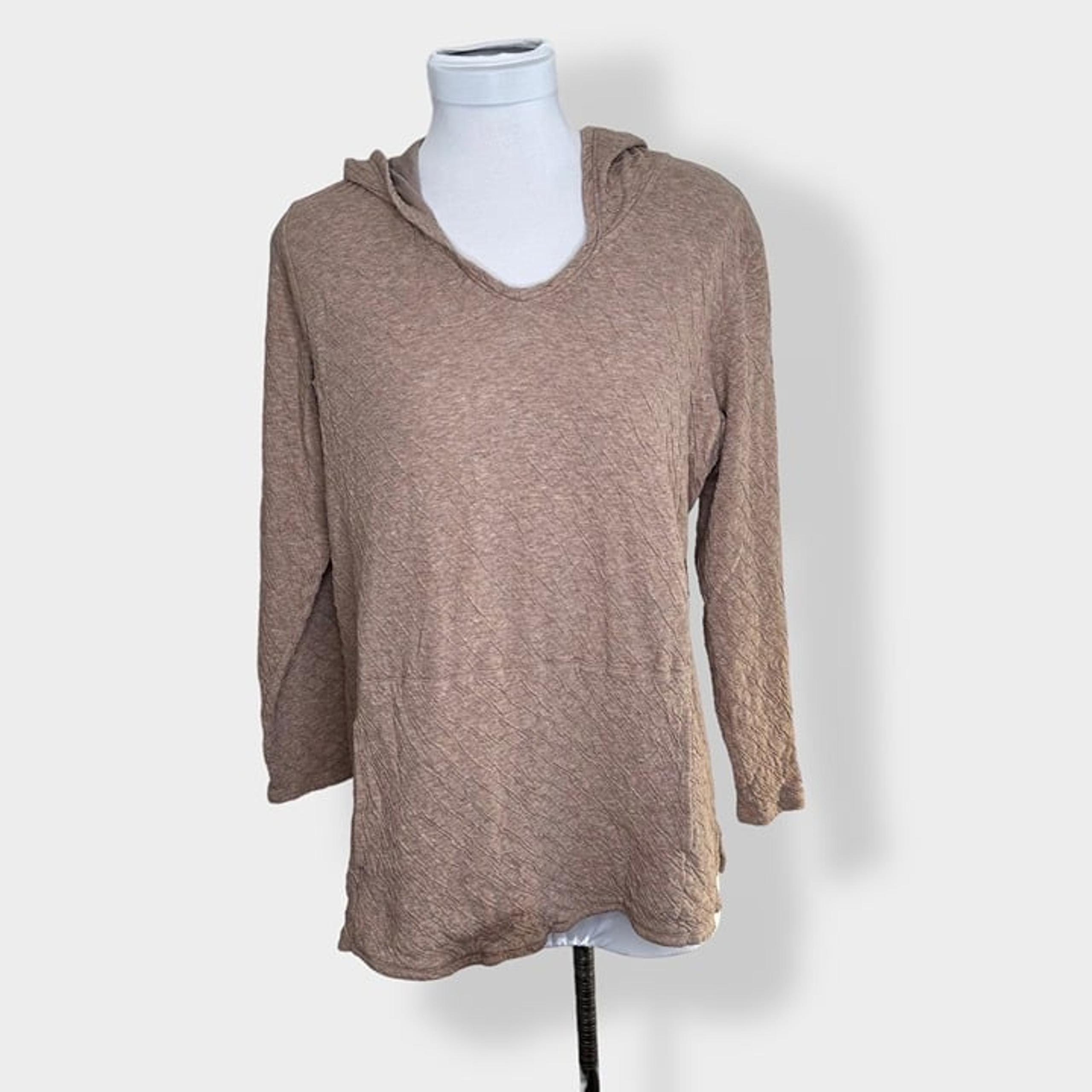 Pure Jill Camel Brown Pullover Hooded Top M