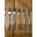 Vintage UTICA Stainless Steel Set of 8 Dinner Forks Rounded Handle Line Design