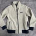 Womens Patagonia Woolyester Oatmeal Heather Navy Blue Zip Up Fleece Jacket Sz XS