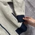 Womens Patagonia Woolyester Oatmeal Heather Navy Blue Zip Up Fleece Jacket Sz XS