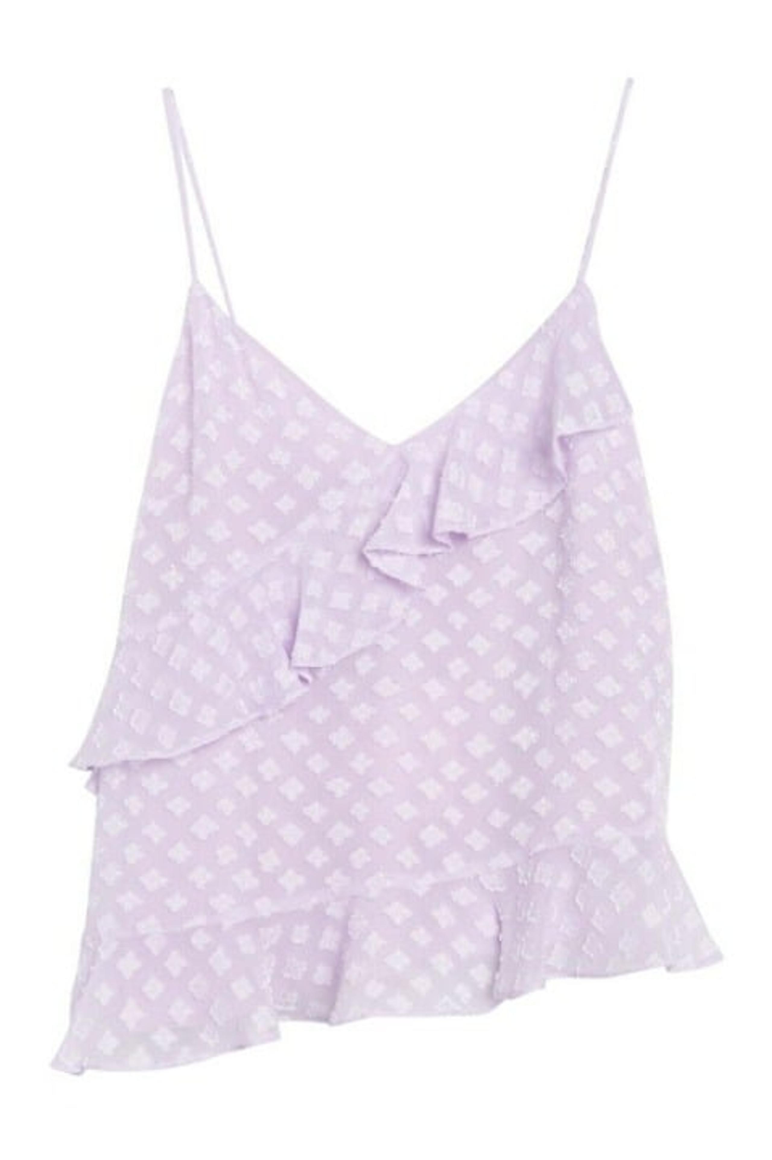 DIANE VON FURSTENBERG Lara Ruffled Camisole In Light Lavender Size M MSRP $248