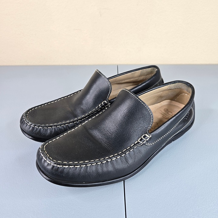 Ecco Loafers Shoes Mens Size 9 Black Leather Driving Moc Slip On Classic EU 43