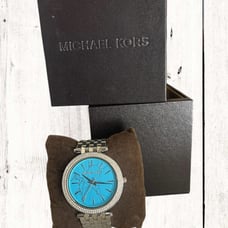 Michael Kors Women’s Silver and Turquoise Watch Face with Crystals Model MK3403