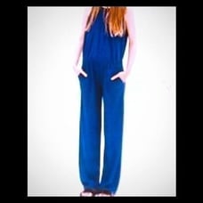 Zara Trafaluc blue open back jumpsuit