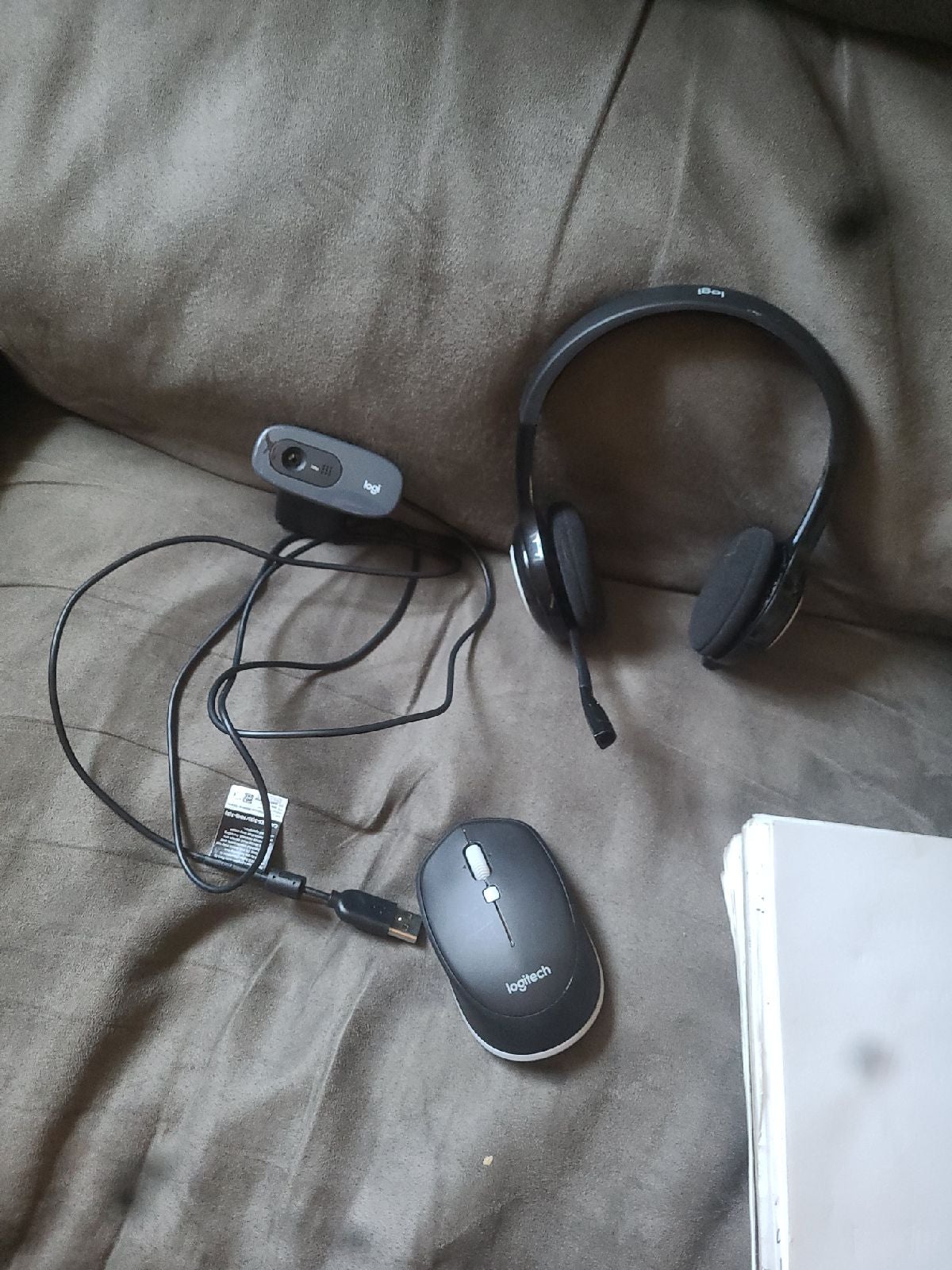 Logitech webcam, Headset, Bluetooth mous