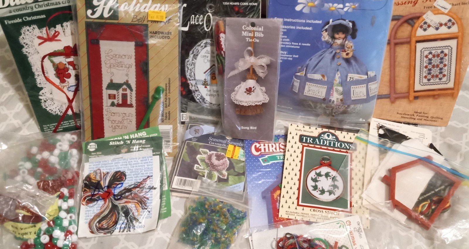 Vintage Sewing Craft and Needlepoint lot in Storage Case