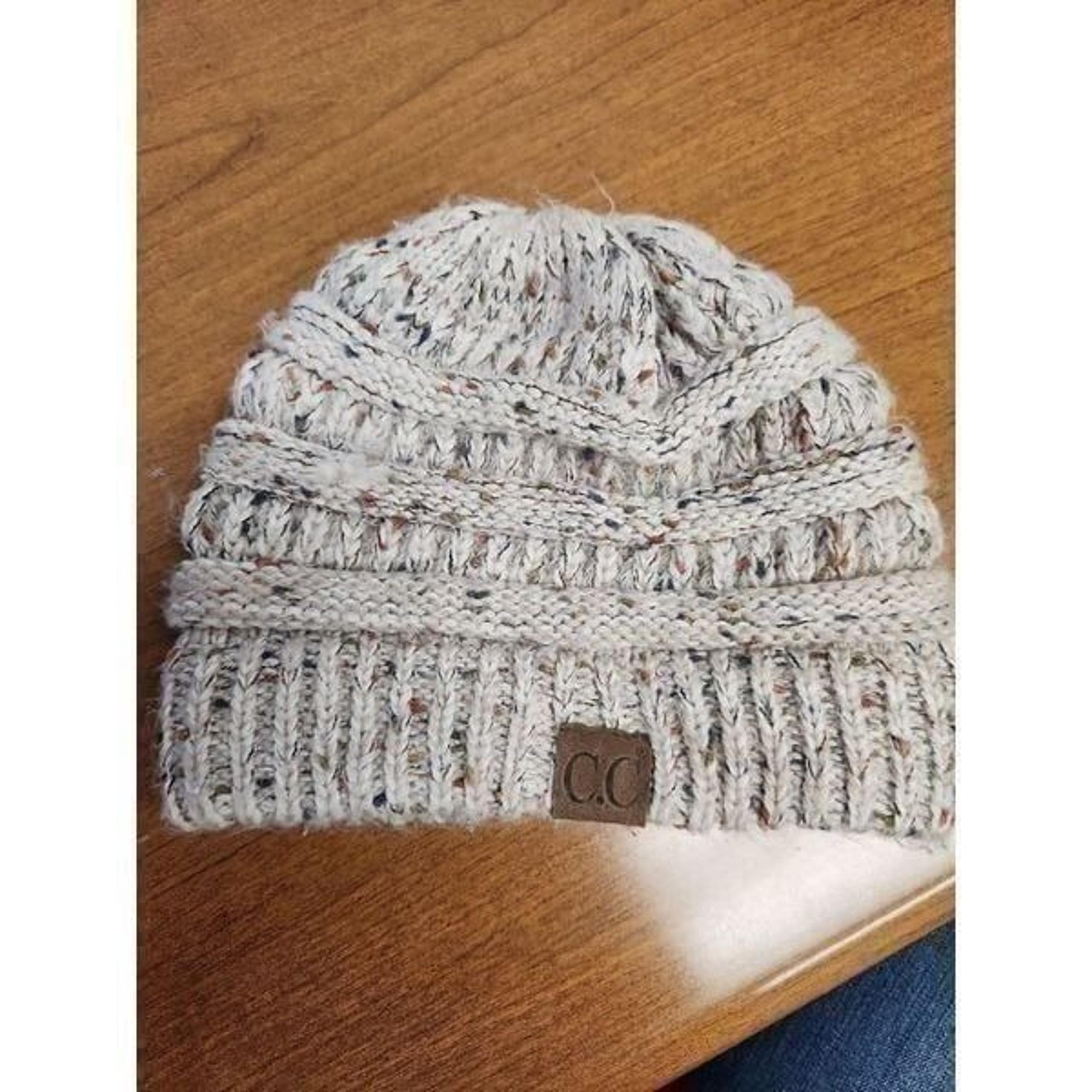 CC tan knitt Beanie