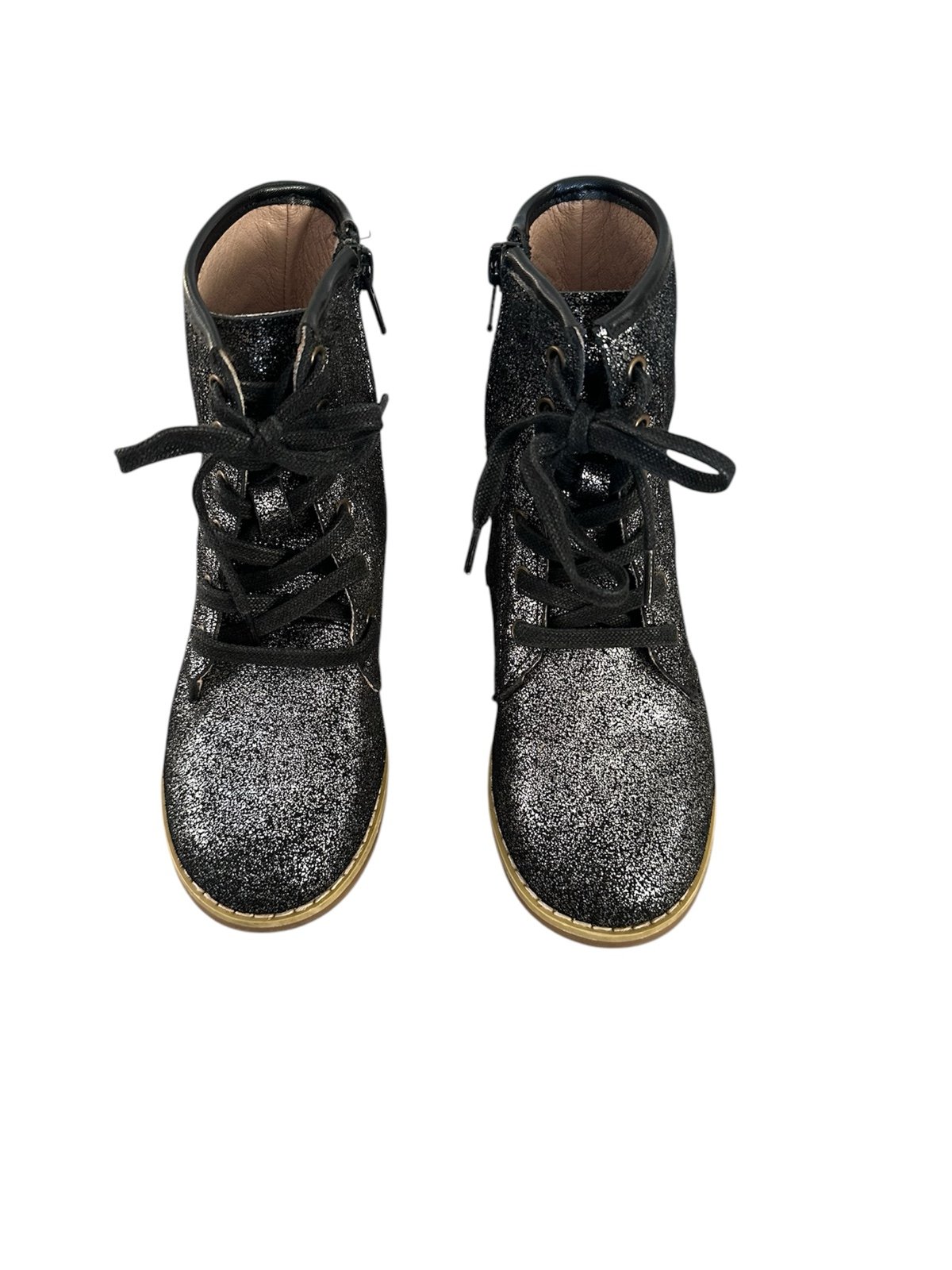 Combat boots black with silver sparkle glitter